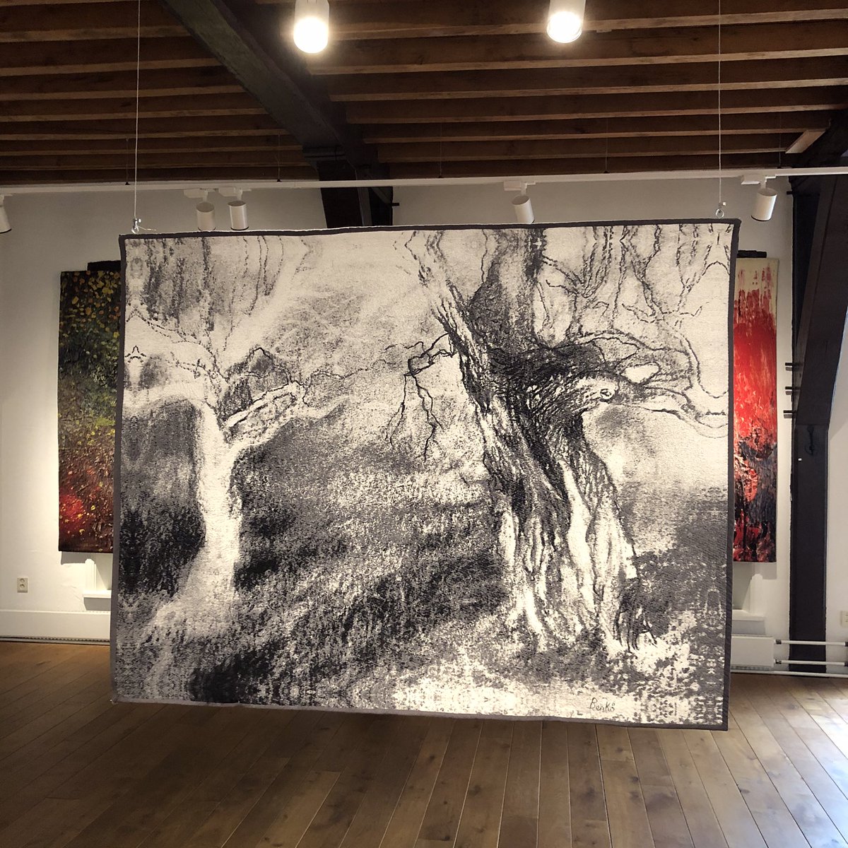 MartenvdMolen's tweet photo. Marianne Benkö met wandkleden in museum Elburg. ‘Geweven Natuur’   #textielkunst #weefkunst #wandtapijten @museumelburg https://t.co/EOEBqTIGpE