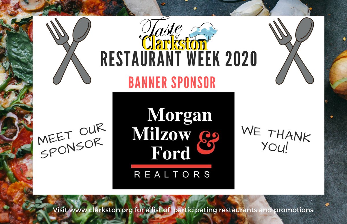 @MorganMilzowFord is our Banner Sponsor for Taste of Clarkston Restaurant Week 2020! Click the link below to visit our website to learn more about this event! 🍽️

buff.ly/3082C4F