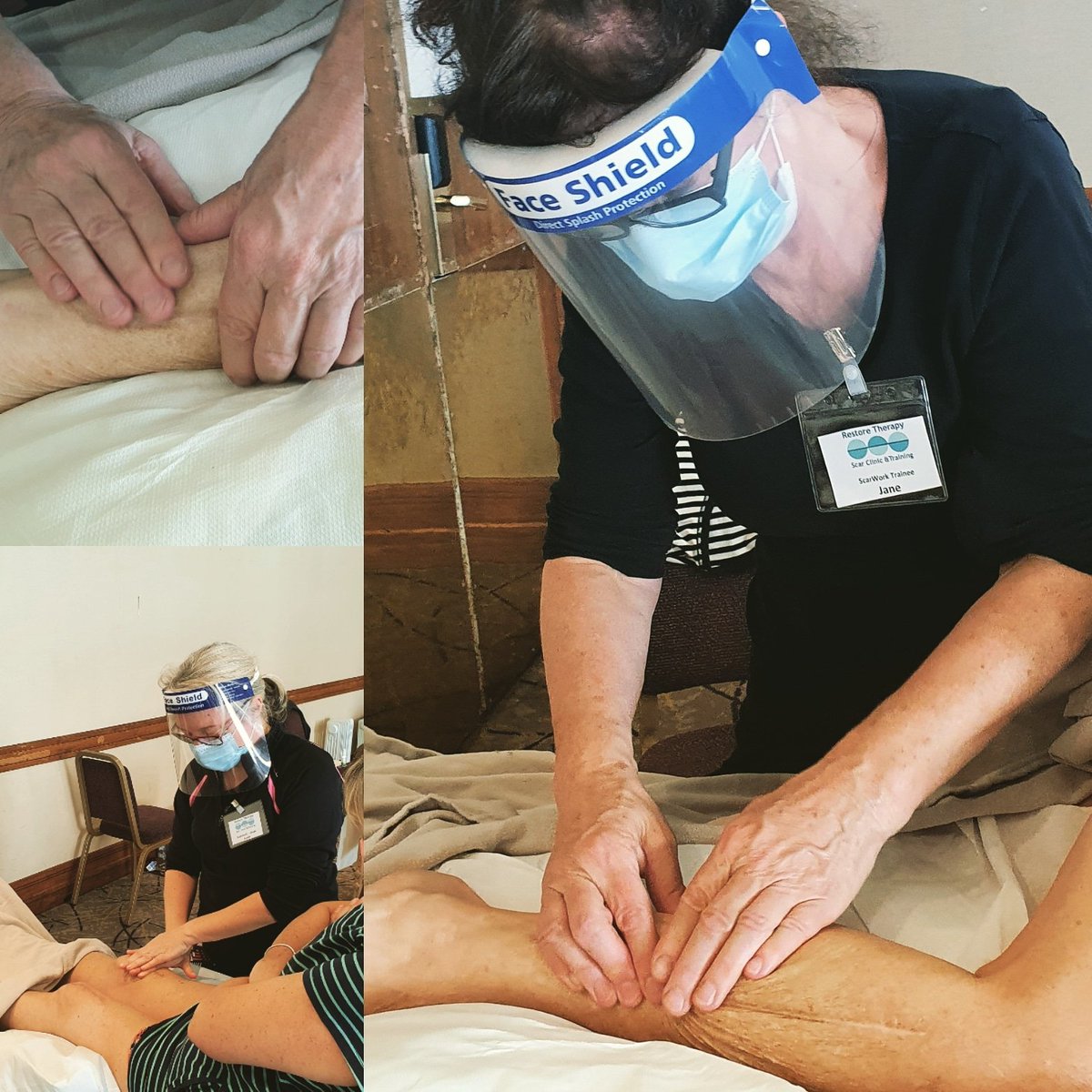 ScarWorkUK's tweet photo. My class getting stuck in today with treatments. I
am so glad to be catching up with those who have been waiting to complete the ScarWork course. #scars #surgeryrecovery #scartreatment #therapistlife #therapistlife #scarwork #therapytraining #scar #scartissue #therapycourse https://t.co/EwZDg6JJHh