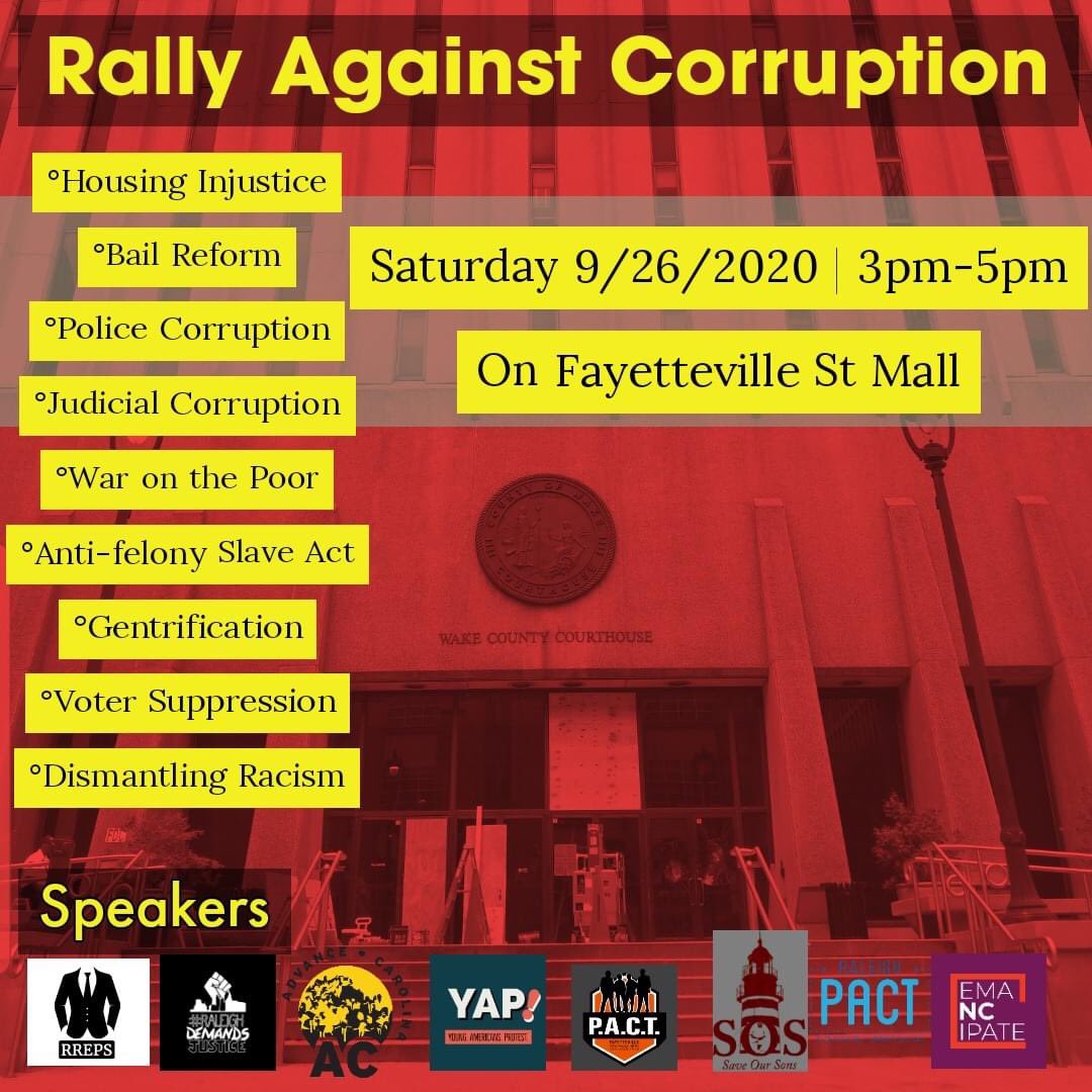 RaleighPACT's tweet photo. Tomorrow is a busy day in Raleigh. 

From 3-5pm, we will join with coalition partners to rally against the corruption in our city. https://t.co/lBP86Ln3ne