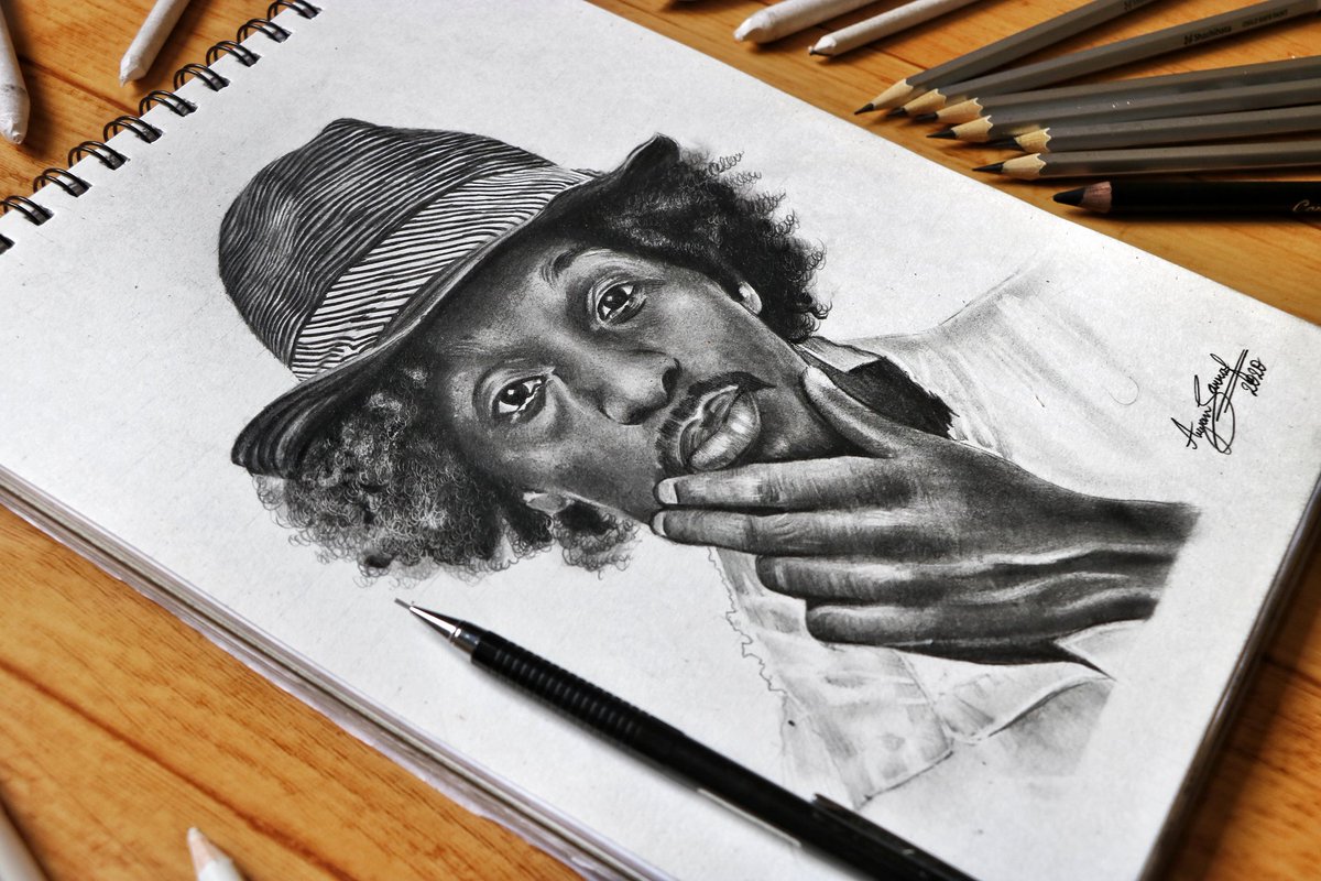 greydepictions's tweet photo. ✍🏼

Graphite pencil sketch of @KNAAN 🖤
A4 size paper 📋
Artline sketch pencils ✏️
#greydepictions 
#art 
#sketch https://t.co/B2Ui0fC5Ts