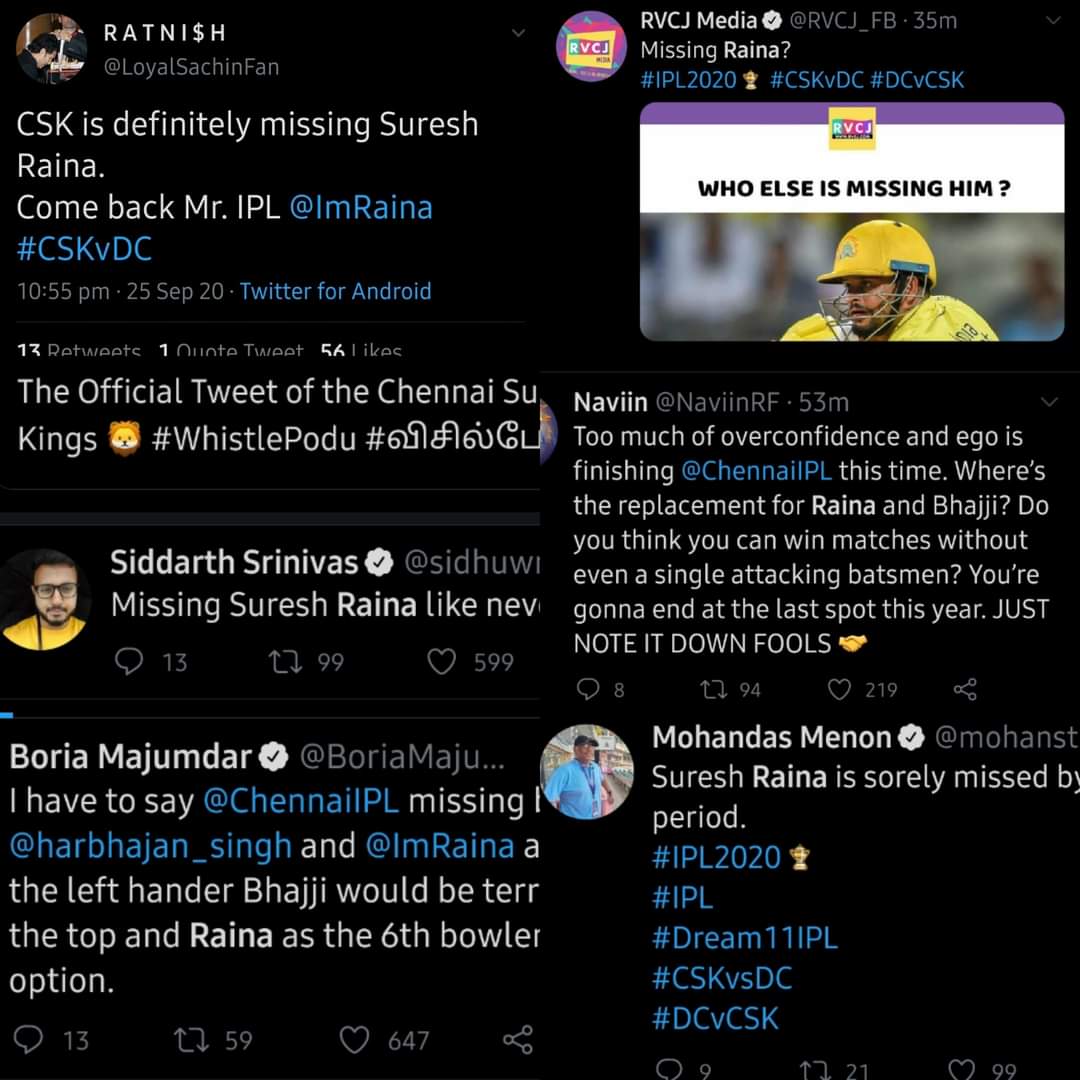 Rajinesh18's tweet photo. Please have A look @ChennaiIPL ..
Bring Raina back ASAP🙏
#SureshRaina
#ComeBackMrIPL https://t.co/vk5D0LYreL