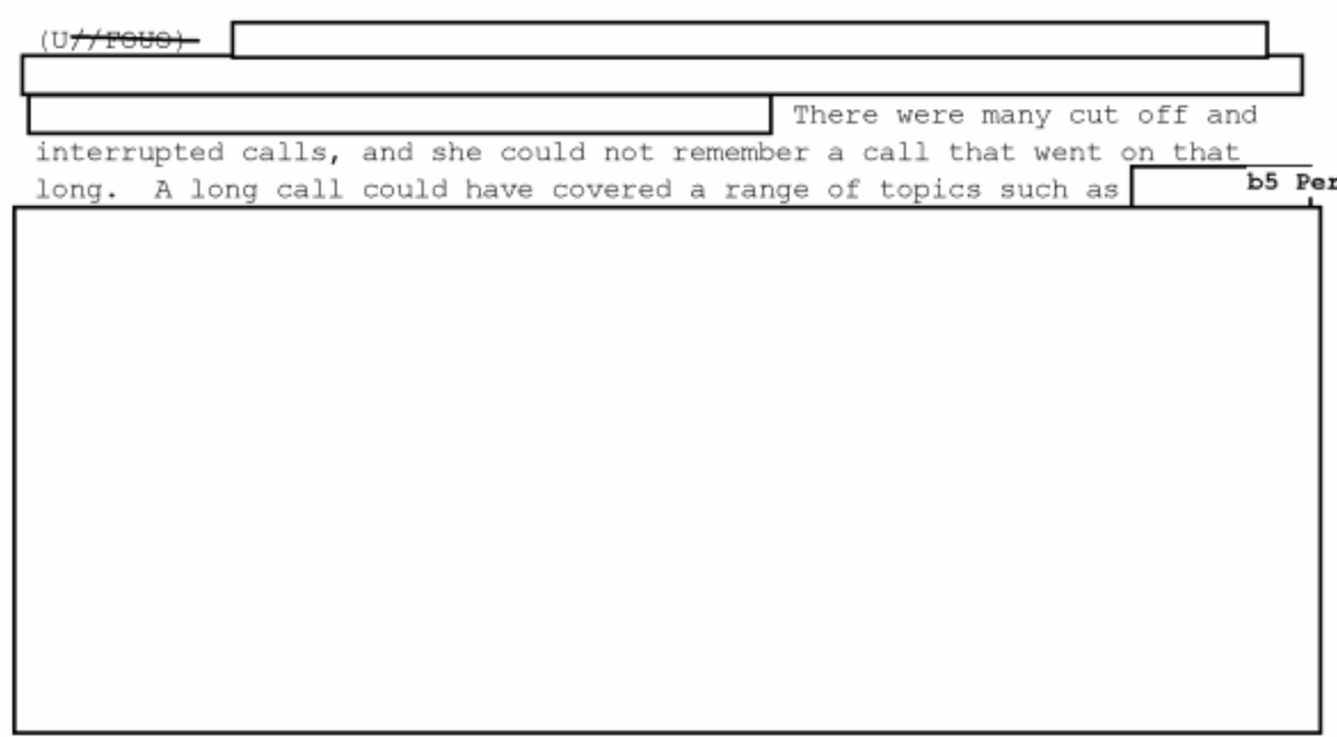 Here's a totally redacted passage where McFarland told Barnett not truths about her calls with Flynn, which Flynn had tried to cover up in their entirety, but Barnett didn't find that suspicious either.