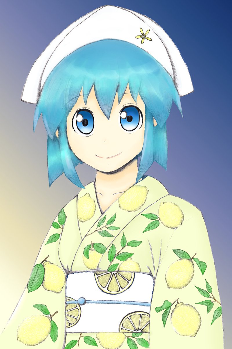 ショートで浴衣なイカちゃんを着色しました。