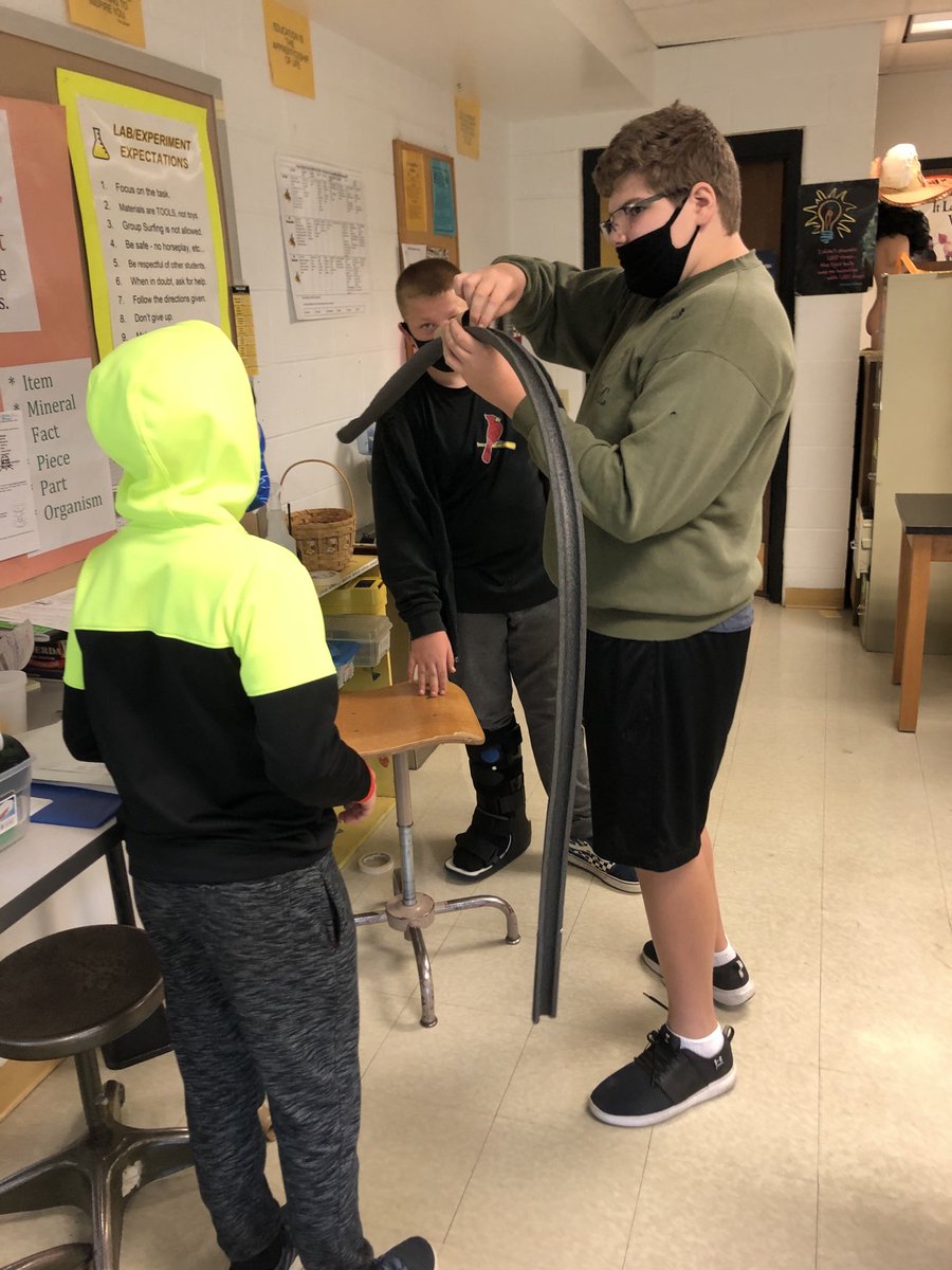 ShroutLucy's tweet photo. Marble roller coaster building is in full swing today in 8th grade science. They are showing how energy is transformed throughout the ride. #fmsteach. @BethHouf #rollercoasterfun https://t.co/YviBPaQ7Yw