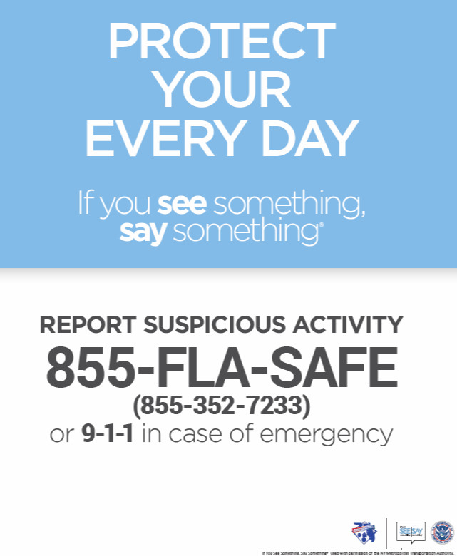 FIUPOLICE's tweet photo. Today is national “If You See Something, Say Something®” Awareness Day! 
You, your family, and your friends all play a critical role in keeping Florida safe. Join us in spreading the word by sharing why you See Say on social media. #FLSeeSayDay  #WhyISeeSay #FlaSafe https://t.co/NAN2nyycYE