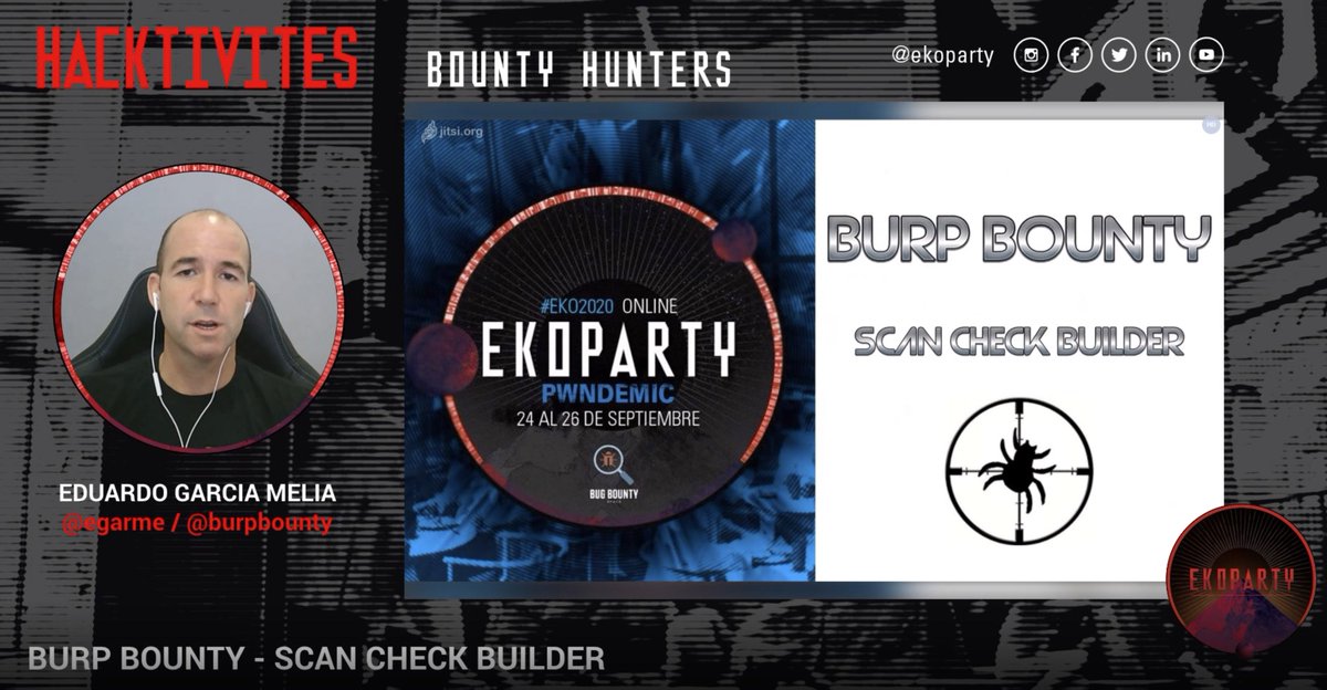 Bug Bounty Argentina (@bugbountyarg) on Twitter photo 📢 ¡AHORA! <a href="/egarme/">Edu Garcia</a> <a href="/BurpBounty/">Burp Bounty</a> está en la sala Earth con su charla "Burp Bounty - Scan Check Builder" en <a href="/ekoparty/">Ekoparty | Hacking everything</a> #eko2020 #pwndemic 🙌🔥💣
📢 NOW! <a href="/egarme/">Edu Garcia</a> <a href="/BurpBounty/">Burp Bounty</a> is going live with his talk "Burp Bounty - Scan Check Builder" at <a href="/ekoparty/">Ekoparty | Hacking everything</a>! 🔥💣👏 #bugbountytips 📢 ¡AHORA! <a href="/egarme/">Edu Garcia</a> <a href="/BurpBounty/">Burp Bounty</a> está en la sala Earth con su charla "Burp Bounty - Scan Check Builder" en <a href="/ekoparty/">Ekoparty | Hacking everything</a> #eko2020 #pwndemic 🙌🔥💣
📢 NOW! <a href="/egarme/">Edu Garcia</a> <a href="/BurpBounty/">Burp Bounty</a> is going live with his talk "Burp Bounty - Scan Check Builder" at <a href="/ekoparty/">Ekoparty | Hacking everything</a>! 🔥💣👏 #bugbountytips