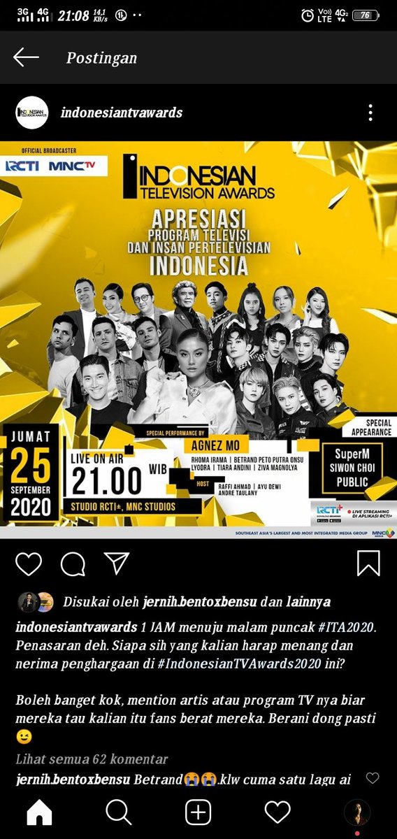 @betrandpeto__ Uhuuyyy gasabar 🔥🔥

#BetrandOnITA2020 
#betrandpetoputraonsu 
#IndonesianTVAwards2020