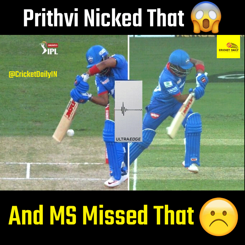 CricketDailyIN's tweet photo. How Can DRS Master MS Dhoni Missed that Edge of Prithvi Shaw 😢
#IPL #IPL2020 #IPL2020Updates #CSK #CSKvsDC #CSKvDC https://t.co/KNnjXqxdbx
