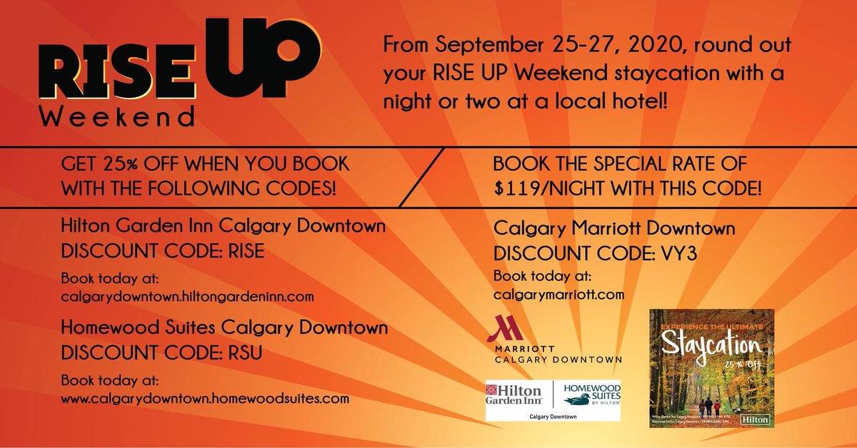 Who doesn’t love a deal?! Check out these awesome discounts you can get with your RISE UP tickets. Grab some beers at these awesome local distilleries and then sleep like a baby in your hotel room like you’re on vacation. #yyc #teamwork #riseupweekend