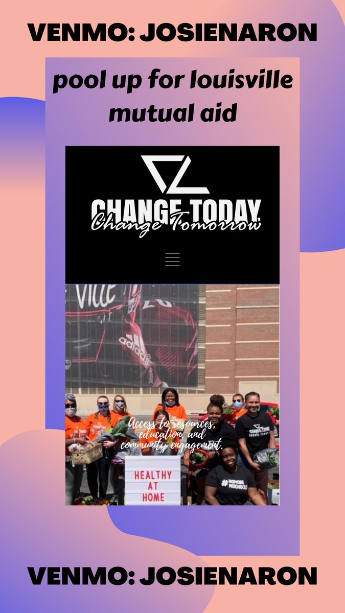 nosiejaron's tweet image. POOL TIME! we’re sending mutual aid funds over to louisville — change today, change tomorrow is doing critical work on the ground and building up vital community resources, including food access/justice, protest support, and more 

venmo what you can to: josienaron