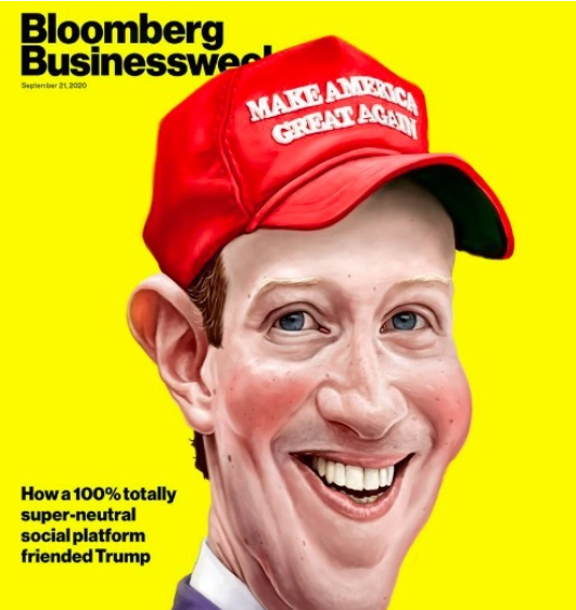 Also in  @FourthWatch:The media hates Mark Zuckerberg and Facebook - Bloomberg Businessweek puts him in a MAGA hat on the cover. It’s even more absurd since actually tech executives like one at Twitter are leaving the company to work for Biden:  https://www.getdrip.com/broadcasts/985131936/493facc3286bbcfe90497