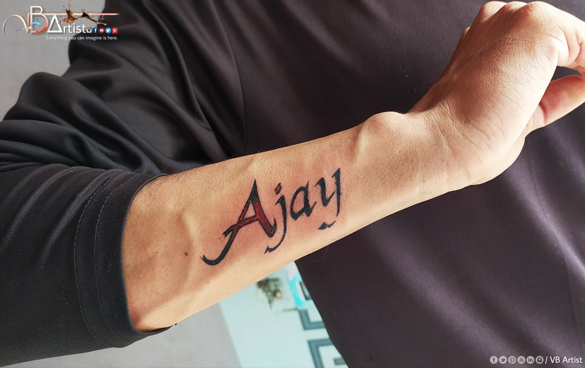 Vb Artist Ajay Name Tattoo Book Your Appointment 91 7354 33 7002 Tattoos Tattoo Ink Inked Tattooartist Tattooed Art Tattooart Tattoolife Tattooing Tattooist Tattooideas Artist Tattoostyle Tattooer