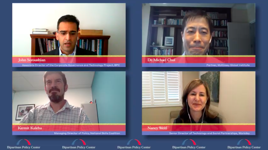 nataliemaun's tweet photo. Enjoyed the @BPC_Bipartisan webinar on #AI &amp; the #futureofwork. @Workday's @nweitl joined @RepRobinKelly, @mchui, &amp; @KermitKalebaNSC discussing how #technology and a focus on #skills can address the accelerating changes in the #worldofwork. Video here: https://t.co/LYSpCeGE5G https://t.co/audgNDQHlW