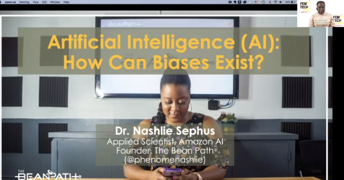 gadiscymraes's tweet photo. Bias in AI and algorithms. Great talk from @phenomenashlie at @femtechconf #femtechconf Showing her great early AI app #Partpic and the basics of AI and how its used today https://t.co/j03IwPHpin
