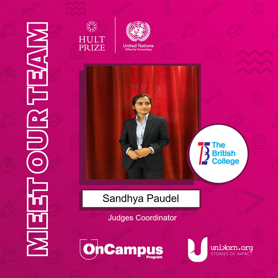 HultTbc's tweet photo. Sandhya Paudyal
#hultprize #hultprizenepal #hultprizetbc #team #leader #introducingtheteam #teamcoordinator #organisingcomittee #globalexperience #changingtheworld #passion #power #selfgrowth #entrepreneur #entrepreneurship #business #startup #UnitedNations #FoodforGood #expo https://t.co/8gaLbdXGcg