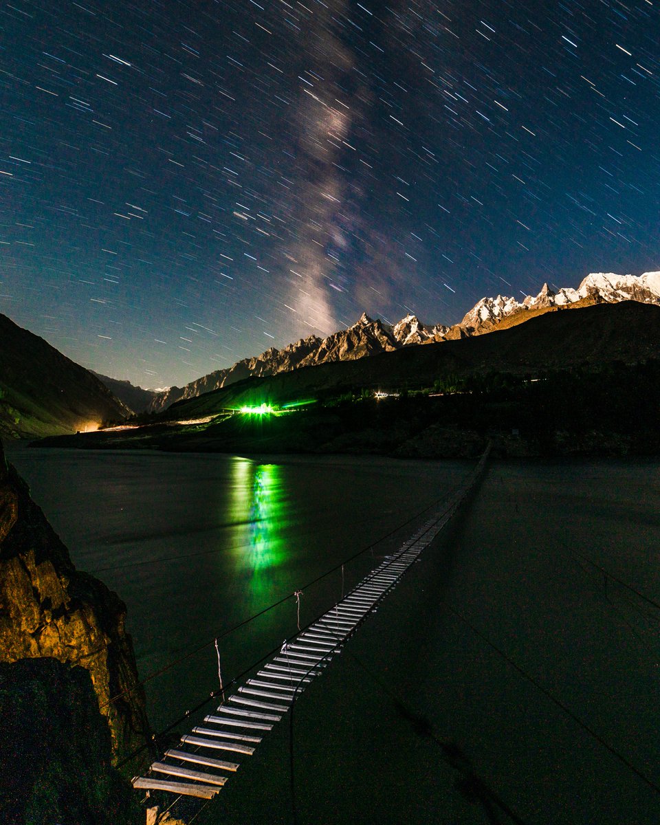 Taseer Beyg (@taseerbeyg) on Twitter photo Milky way and star trails over Hussaini Suspension Bridge Gojal Hunza.
#taseerbeyg #hunza #gilgitbaltistan @Pakistaninpics <a href="/PakistanNature/">Discover Pakistan 🇵🇰 | پاکستان</a> @whatsupPakistan Milky way and star trails over Hussaini Suspension Bridge Gojal Hunza.
#taseerbeyg #hunza #gilgitbaltistan @Pakistaninpics <a href="/PakistanNature/">Discover Pakistan 🇵🇰 | پاکستان</a> @whatsupPakistan