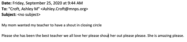 amcallery's tweet photo. I'm now accepting unsolicited emailed requests for Closing Circle shoutouts from students to their teachers. Normally it's just the other way around. Kids are pretty great. https://t.co/9BPDjJikOI