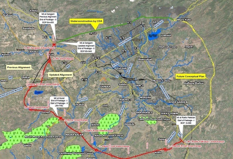 Margalla Road Islamabad Map Twitter 上的 Developing Pakistan："Officials Sharing Map Of The Project Said  That 65.5 Km Road Would Start From Radio #Pakistan On National Highway N5  Pass Through Motorway M2 And Merge With Margalla Road