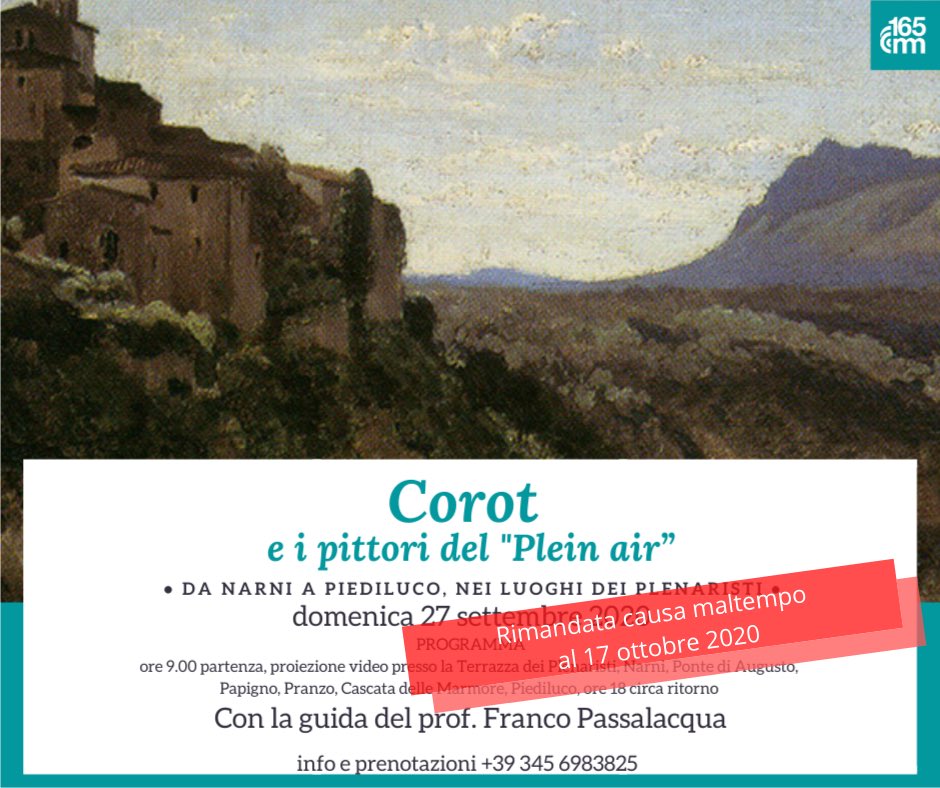 17 ottobre.
Sulle tracce dei plenaristi

📞 info, costi e prenotazioni
+39 345 6983825

#plenaristi #corot #pittura #arte #visiteguidate #narni #papigno #piediluco #cascatadellemarmore #165marmorefalls