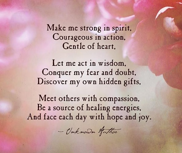 GesondeBathBody's tweet photo. Make me strong in spirit,
Courageous in action,
Gentle of heart,

Let me act in wisdom,
Conquer my fear and doubt,
Discover my own hidden gifts,

Meet others with compassion,
Be a source of healing energies,
And face each day with hope and joy.

#FridayFeeling https://t.co/qpubjYhLgi