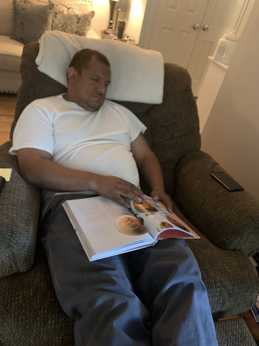 JenPena08's tweet photo. When your hubby works 3rd shift and is looking thru your new cookbook for new dinner ideas @chrissyteigen #carrot&coconutSoup #cravings #hungryformore #myfirstcookbook https://t.co/VJbrOC1hl1