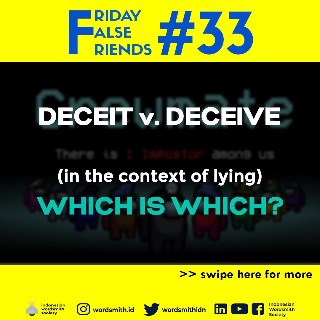 [FRIDAY FALSE FRIENDS]Mungkin banyak dari kalian yang sekarang lagi main  #amongus di  #malamsabtu ini  terus kalian mendengar salah satu dari dua kata ini somewhere ketika bermain dengan pemain lain.Stay tuned in this thread kalo penasaran!  #spellingbee  #dirumahaja  