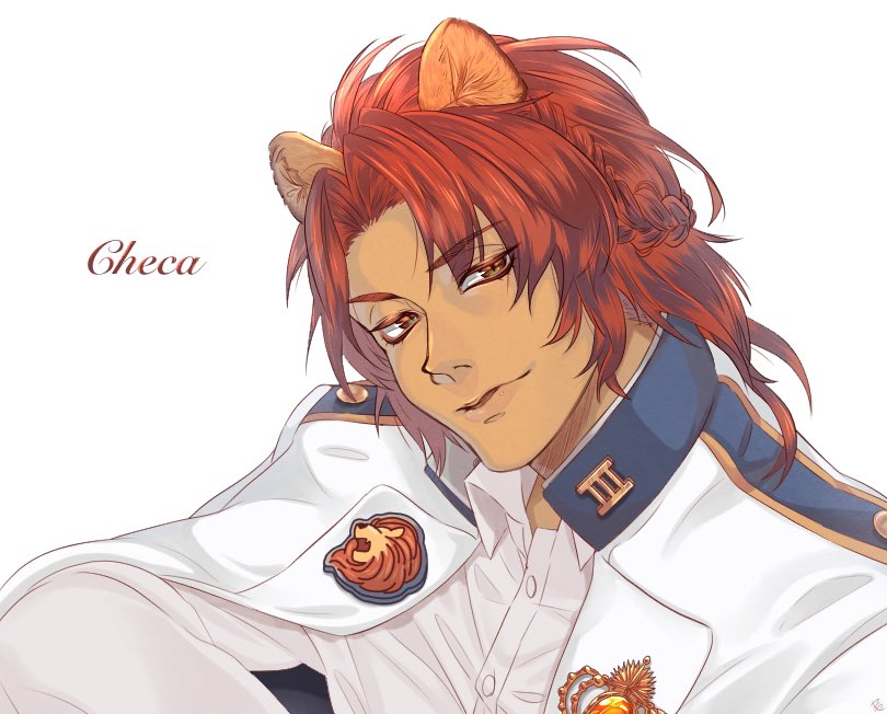 1boy animal ears male focus red hair solo dark-skinned male lion ears  illustration images