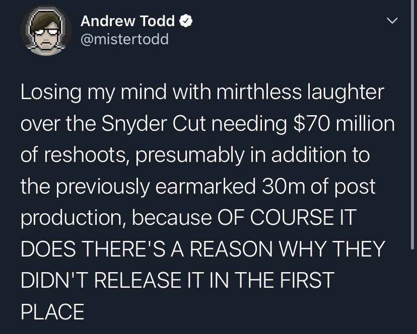 Ok this seems to be difficult for people to understand so I’m going to break it down as simply as I can. The total amount of new budget is $70 dollars, but it is NOT being allotted to simply finish the original film.