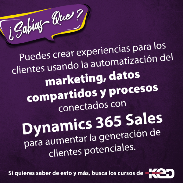 KeDcapacitacion's tweet photo. ¿Sabías que... Puedes crear experiencias para los clientes usando la automatización del marketing, datos compartidos y procesos conectados con #Dynamics 365 Sales para aumentar la generación de clientes potenciales. 

https://t.co/QfKD3wVyxD

#EnLineaConKED #YoMeCapacitoEnKED https://t.co/e4r3yx5Zbj