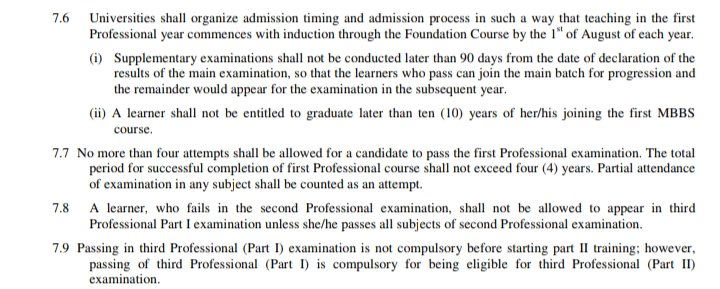 1)Supplementary Exams within 90 days(No Minor/Odd Batch)2)Max 10 Years will be given to complete MBBS3)Maximum 4 Attempts will be provided to pass 1st MBBS(Within First 4 Years)3/9