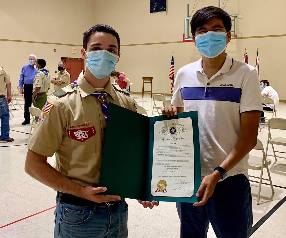 Great to present a citation of recognition to Jared Lowry, who is now the 81st Eagle Scout from Troop 4175! Congratulations to Jared and his family! 

#OKHD62 #PerseveringForLawton #LawtonProud