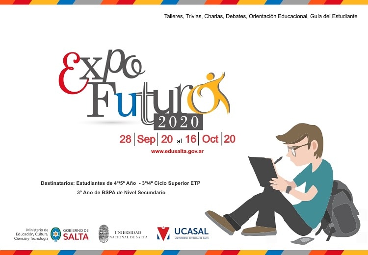 👨‍🎓 *Expofuturo 2020* 👩‍🎓 

✨ Si estas en 4to. o 5to. año de la secundaria y todavía no sabes que vas estudiar el próximo año, te invitamos a q ingreses edusalta.gov.ar donde vas a encontrar todas las carreras de Educación Superior que tiene la provincia de Salta para vos.