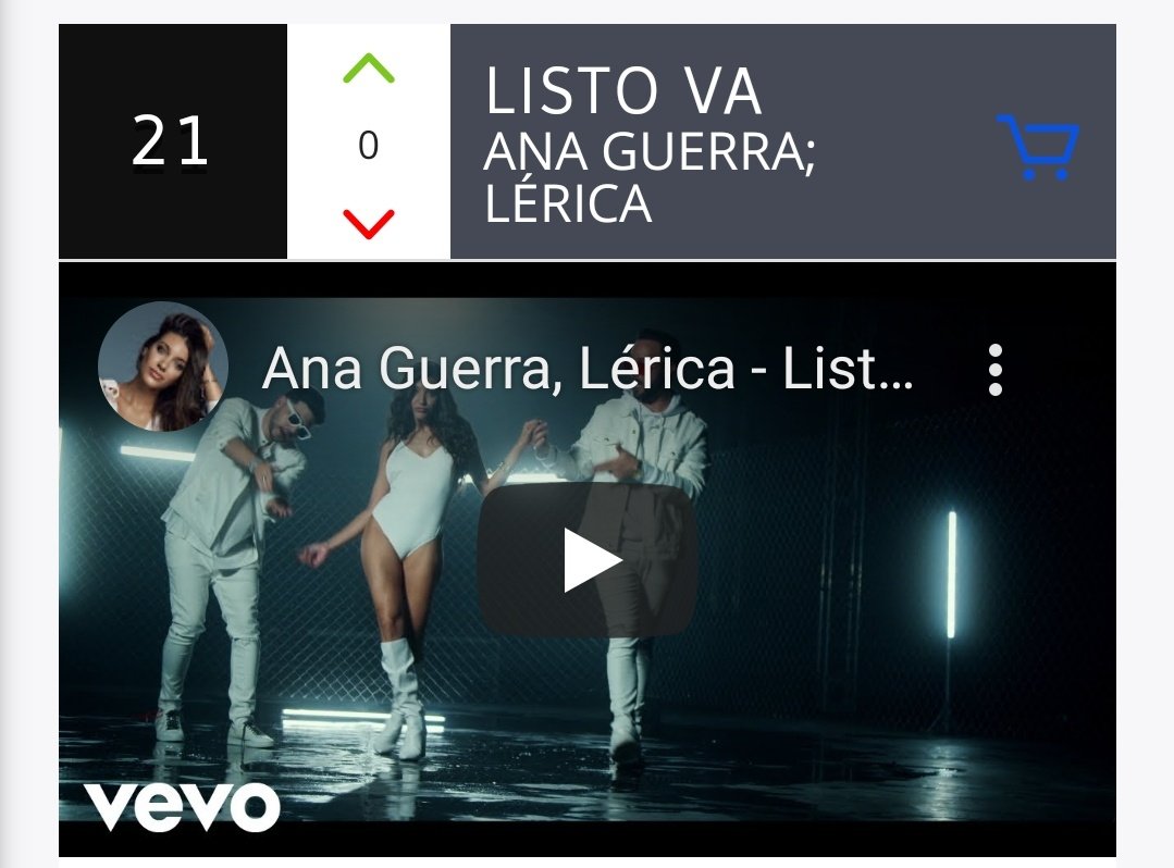 AnaGuerraApoyo's tweet photo. 25/09 |HILO DE VOTOS|
"LISTO VA"
|#Lista550 TOP40|
*Copiad y pega
Mi voto #efmtop40 es para @anaguerra y @LericaMusic con #ListoVa @ExitosFM
#21 (+5)π
https://t.co/asHJV1Hnhu https://t.co/8zuQ9pJxMd