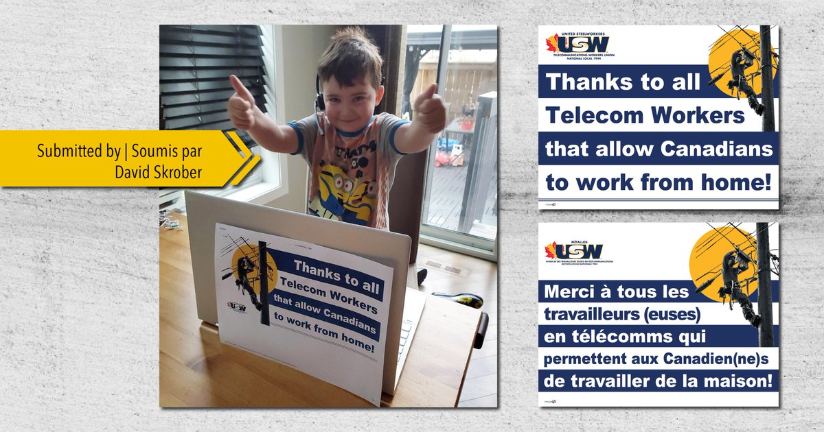 usw1944's tweet photo. Thanks to all #TelecomWorkers that allow Canadians to work from home! Merci à tous les travailleuses & travailleurs en télécommunications qui permettent aux Canadien(ne)s de travailler de la maison !
#photocontest1944 #concoursphoto1944
#usw1944 #métallos1944 #solidarity https://t.co/83tBVettQr