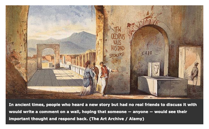 MadddScience's tweet image. katewillaert:

  Did you know the concept of spoilers goes all the way back to ancient times? ift.tt/2Gb1PZC