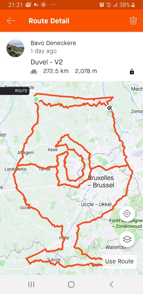 Ridley_Bikes's tweet photo. When two belgian brands come together in the creative mind of a fan:

@Bavo Deneckere rode 277,56km in the shape of a @duvel glass with his RIDLEY Fenix SL Disc.
"Thanks to this endurancebike, I was able to use the terrain needed for the strava art"

#BeTOUGH #FenixSLDisc https://t.co/Vf6RcXhHS7