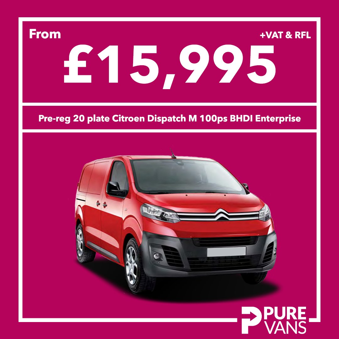 purevans's tweet photo. In Stock Now!
End Friday the right way by taking a look at the 20 plate Citroen Dispatch's we have on offer and ready for their next home.
Hurry while stock lasts - https://t.co/MxL25OYNeu
#needavan #citroendispatch https://t.co/o93BIasdJ6