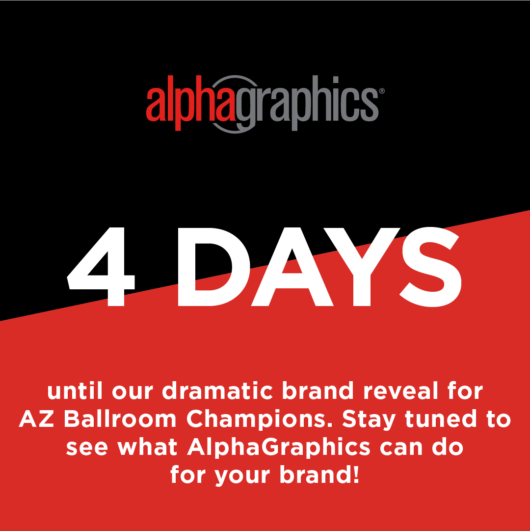 agonuniversity's tweet photo. Wondering what Alphagraphics can do for your brand? We’re just 4 days away from the big reveal of @AZBallroomChampions dance studio of their dreams 💃 https://t.co/ZMBy3j1pca