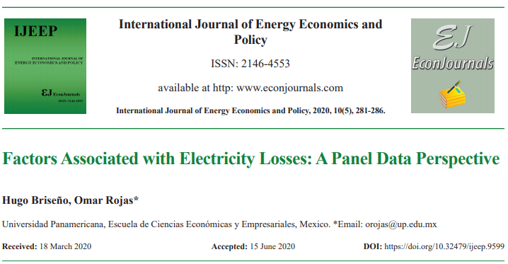 servelrod's tweet image. Las pérdidas de energía eléctrica son un problema mundial, ya que impactan en las emisiones de CO2. @Hugobr500 y @orojas de @UPGdl  presentan este estudio con el objeto de explorar los factores asociados a las pérdidas eléctricas @InvestigacionUP bit.ly/32YWNsi