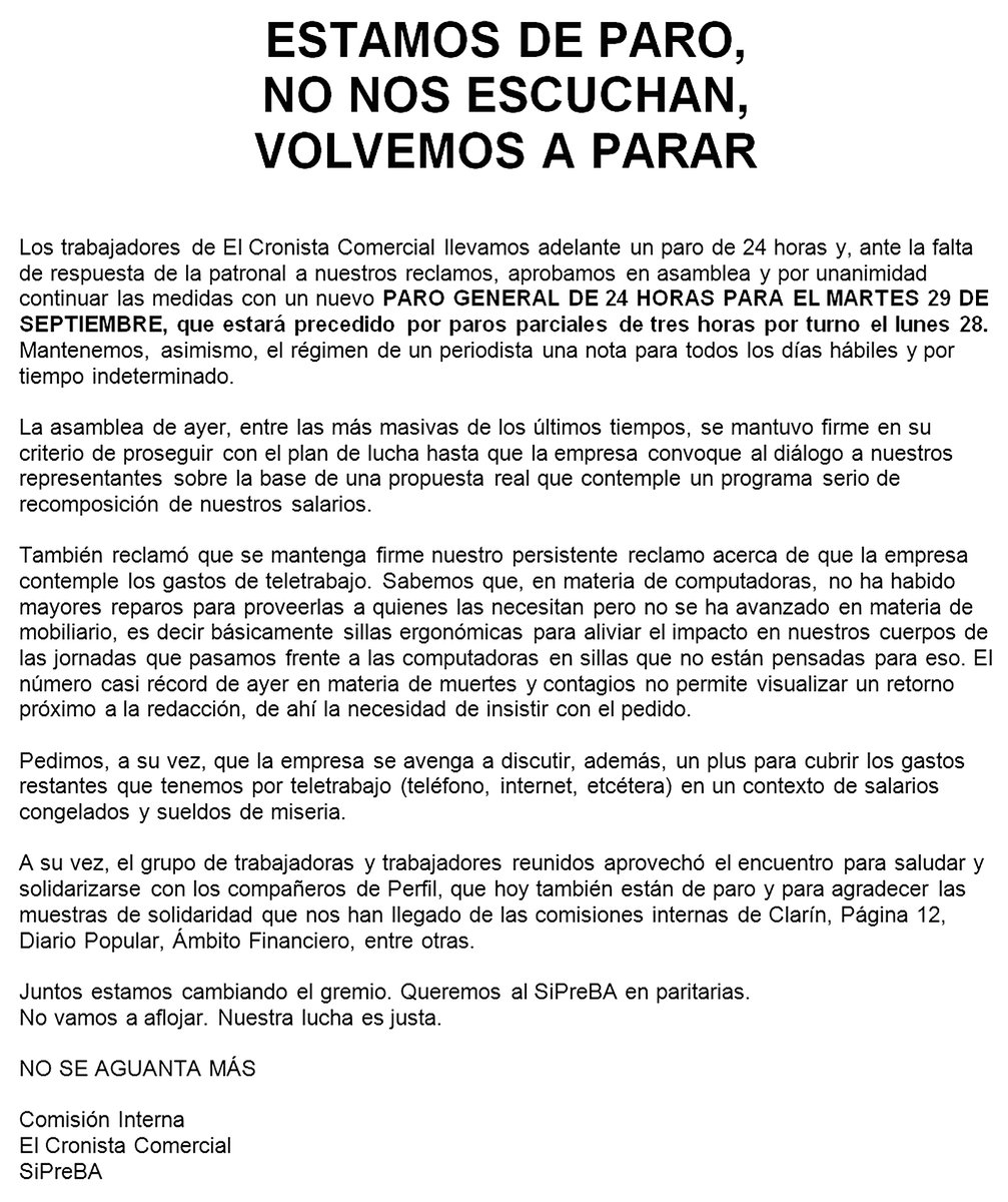 Trabajadores de El Cronista tweet media