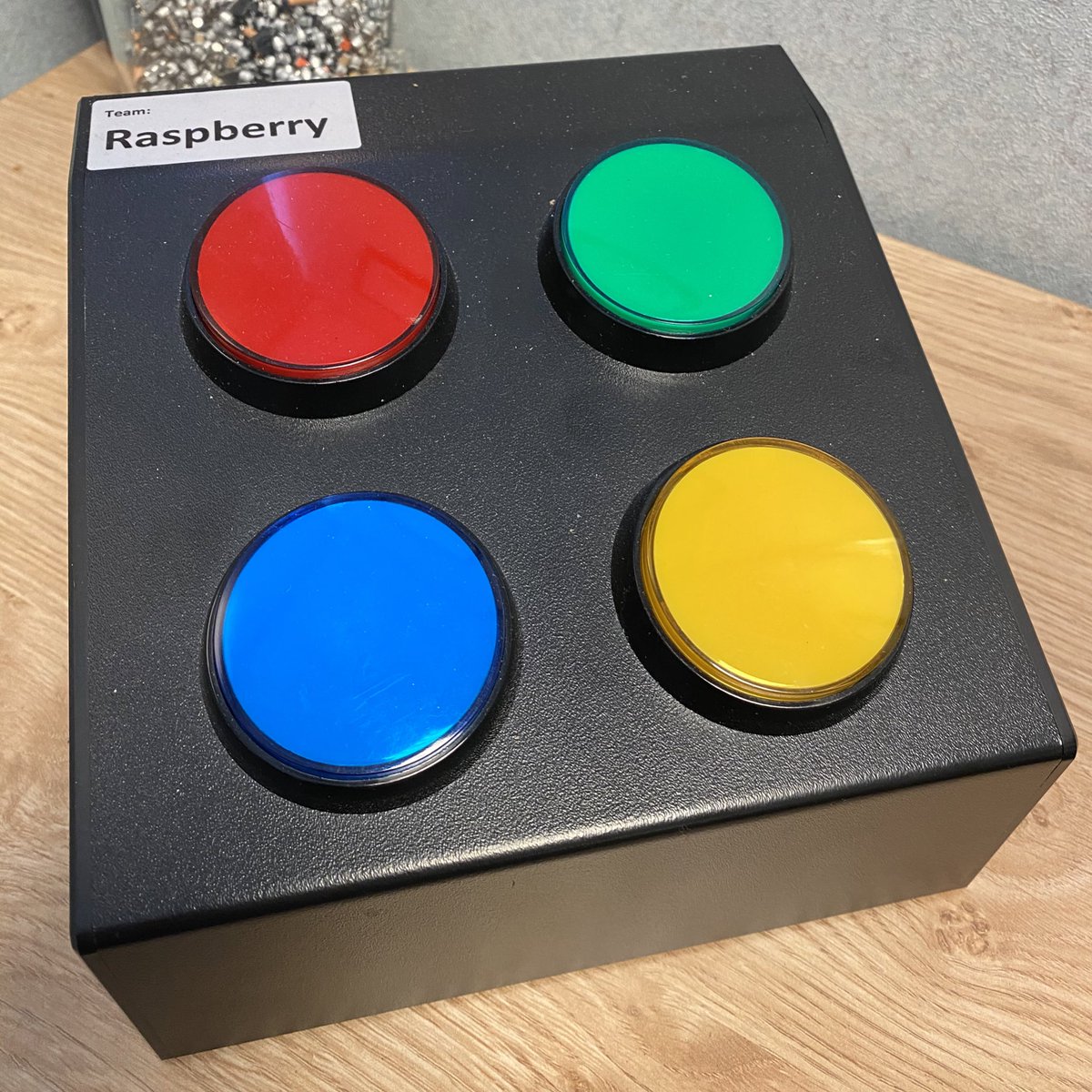 PeteLomasPi's tweet image. Ha - &quot;Quick Friday Tidy&quot; of my office and found this. Raised a smile at the fierce competition at #RaspberryFields and then @McrRaspJam along with others at our birthday bash 2 years ago!  Found I&apos;d reprogrammed this one as a Simon demonstrator - oops 😳