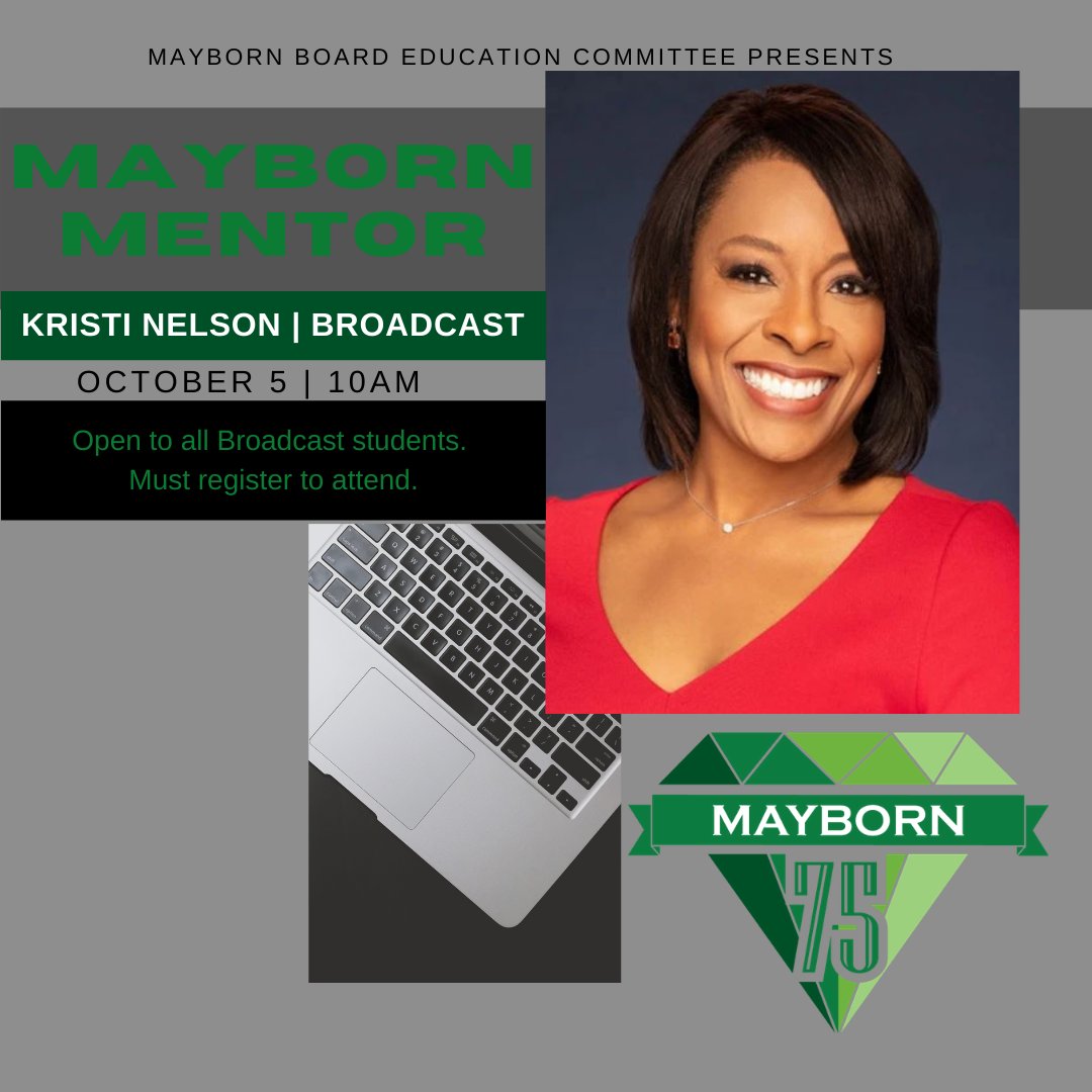MaybornUNT's tweet photo. Mayborn alumni Kristi Nelson will talk with students at 10 a.m. on Oct. 5. Nelson Nelson is a multiple award-winning journalist and anchor on DFW's NBC 5! Register now: https://t.co/H4HW3E3erJ #MaybornMentors https://t.co/SI7ay3G7Ne