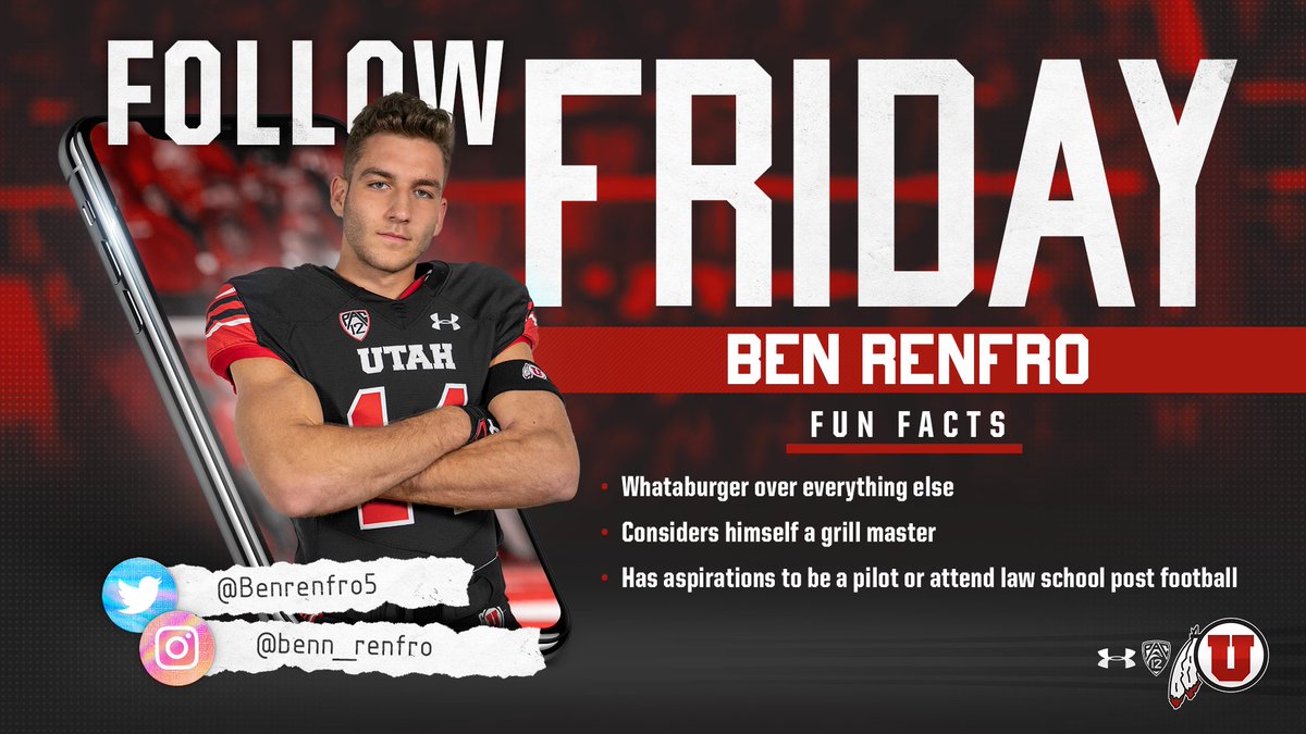 Utah_Football's tweet photo. In his life after football, @Benrenfro5 aspires to be a pilot or attend law school. He’s also a self-proclaimed “grill master.” 

Follow Ben on Twitter: @Benrenfro5 

#BuildingU #FollowFriday https://t.co/O7cXZIDpPI