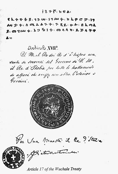 The Treaty was written in Amharic and Italian. Menelik discover that the language in the two versions of the treaty differed. The Italian version effectively made Ethiopia Italy’s protectorate.