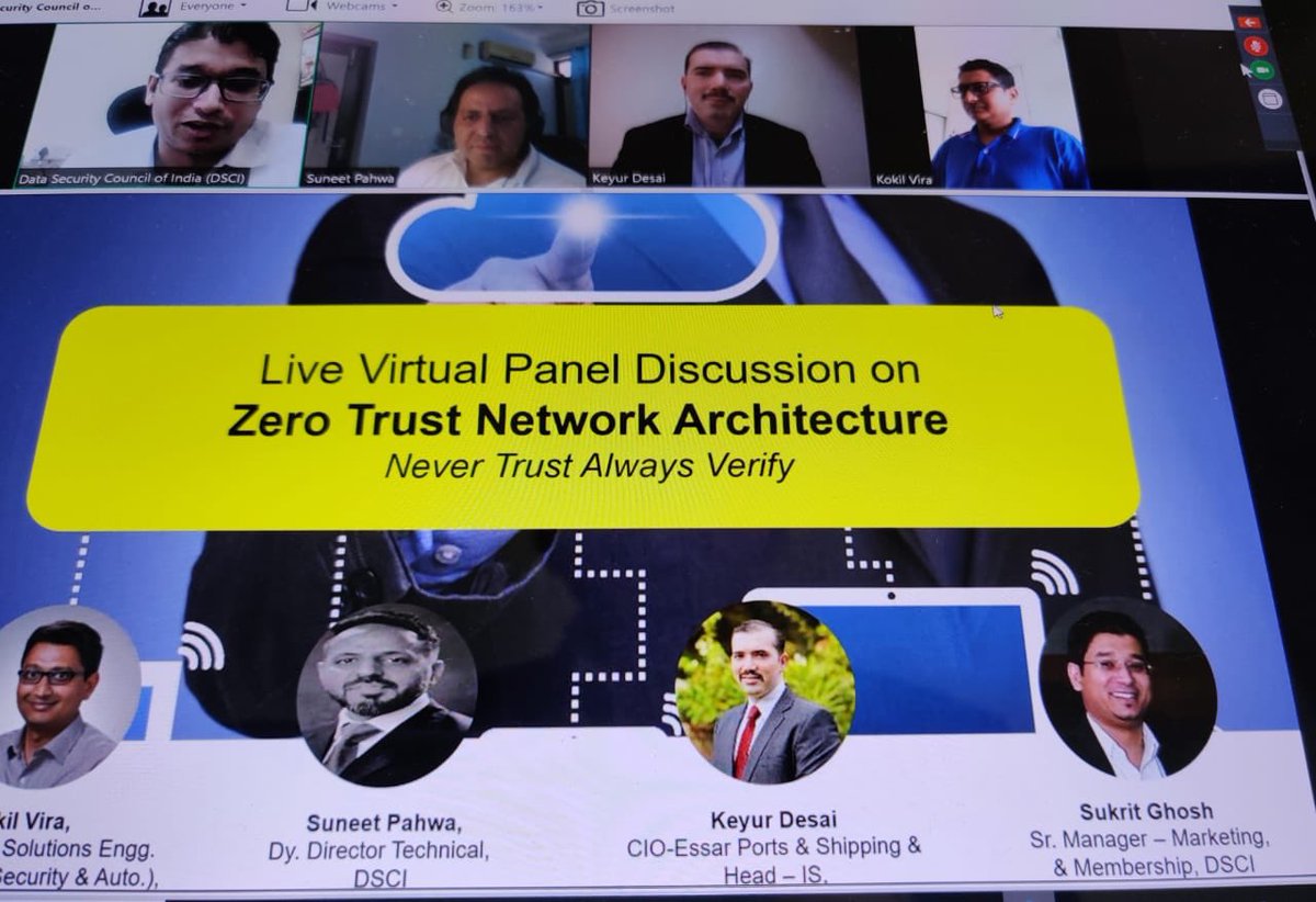 keydesai's tweet photo. It was indeed a pleasure sharing my #thoughts and #learnings during the online #PanelDiscussion around the hot topic #zerotrust Network Architecture #ZTNA hosted by @DSCI_Connect 
@ramavshree @Essar 
#NeverTrustAlwaysVerify #cybersecurity  #cio  #ciso #itleadership #datasecurity https://t.co/SyxqVQuPB9