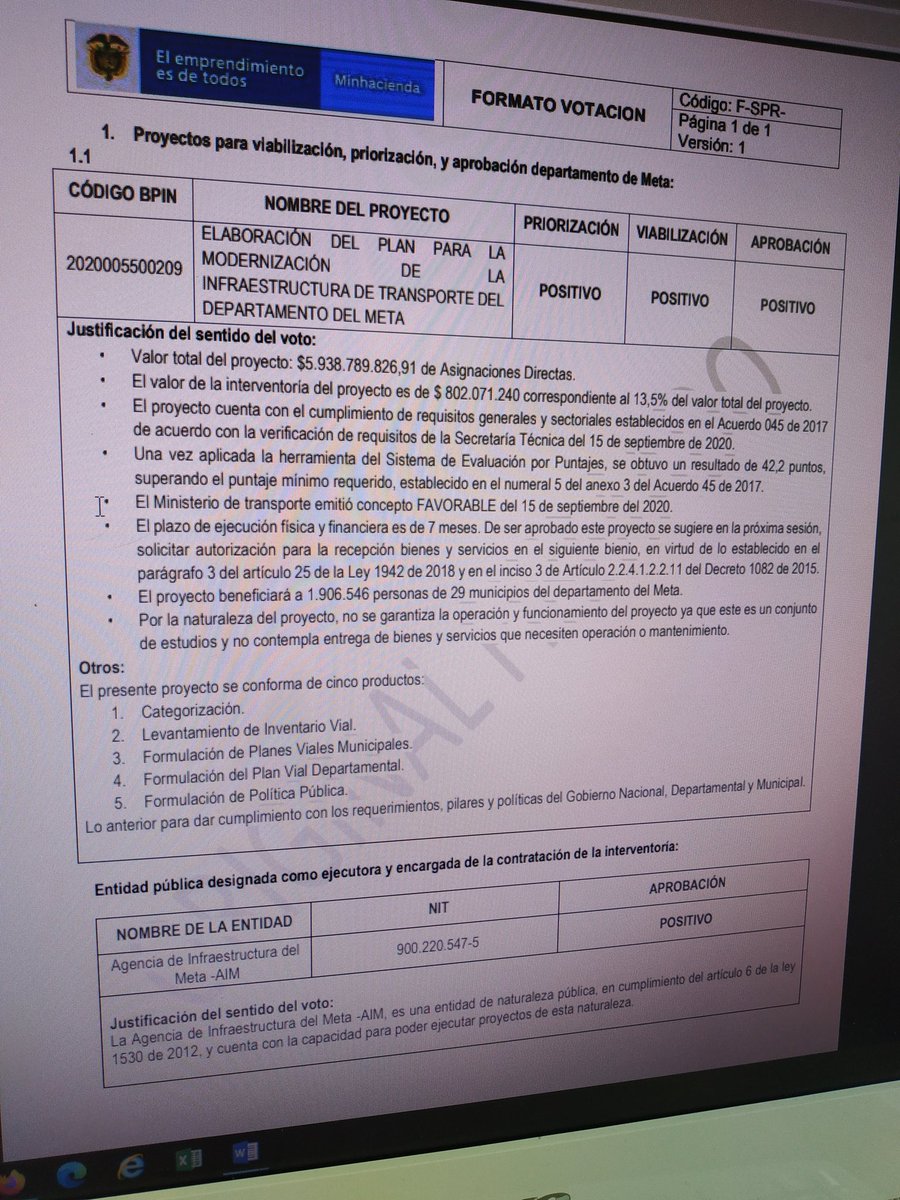 OCADMETA's tweet photo. Con el voto positivo de los tres niveles de Gobierno fue aprobado en sesión no presencial del #OcadMeta el proyecto de Elaboración del Plan para la Modernización de la Infraestructura de Transporte del Departamento del Meta por valor de $5.938.789.826,91. https://t.co/5iNifnXJgE