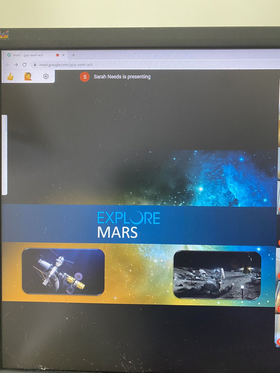 CCPSK12_GKoger's tweet photo. Sarah Needs, Education Specialist at NASA Wallops Island leads a virtual field trip with Stacy Gibson’s 5th grade class at Elmer Wolfe Elementary on exploring the Moon and Mars. https://t.co/QylyKC3HAJ