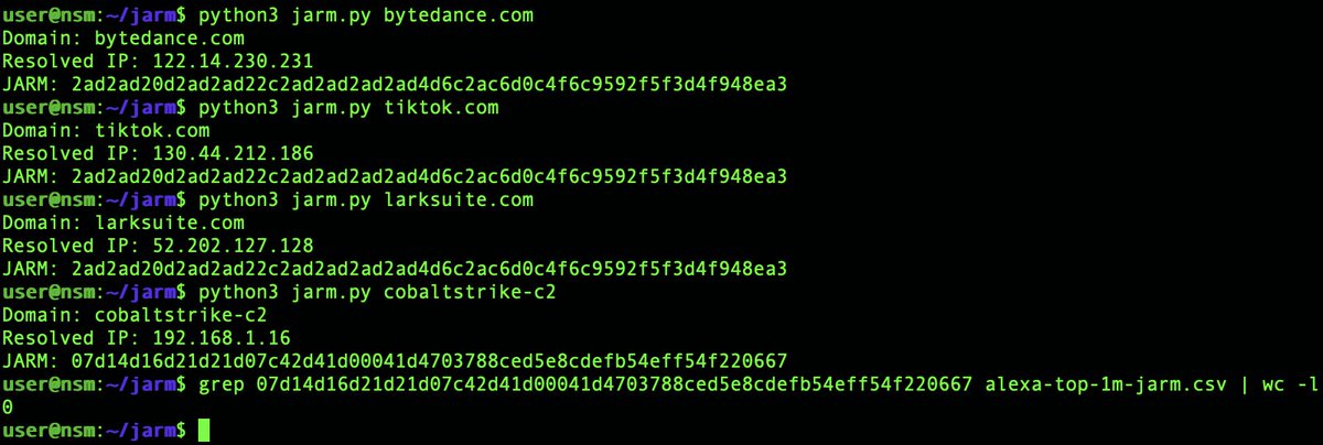 4A4133's tweet photo. Can JARM identify all Cobalt Strike C2's on the internet in one fell swoop? 🧐🤔😁

Code to be released soon.
Working on the JARM blog post now... https://t.co/6CHCnx0DQG