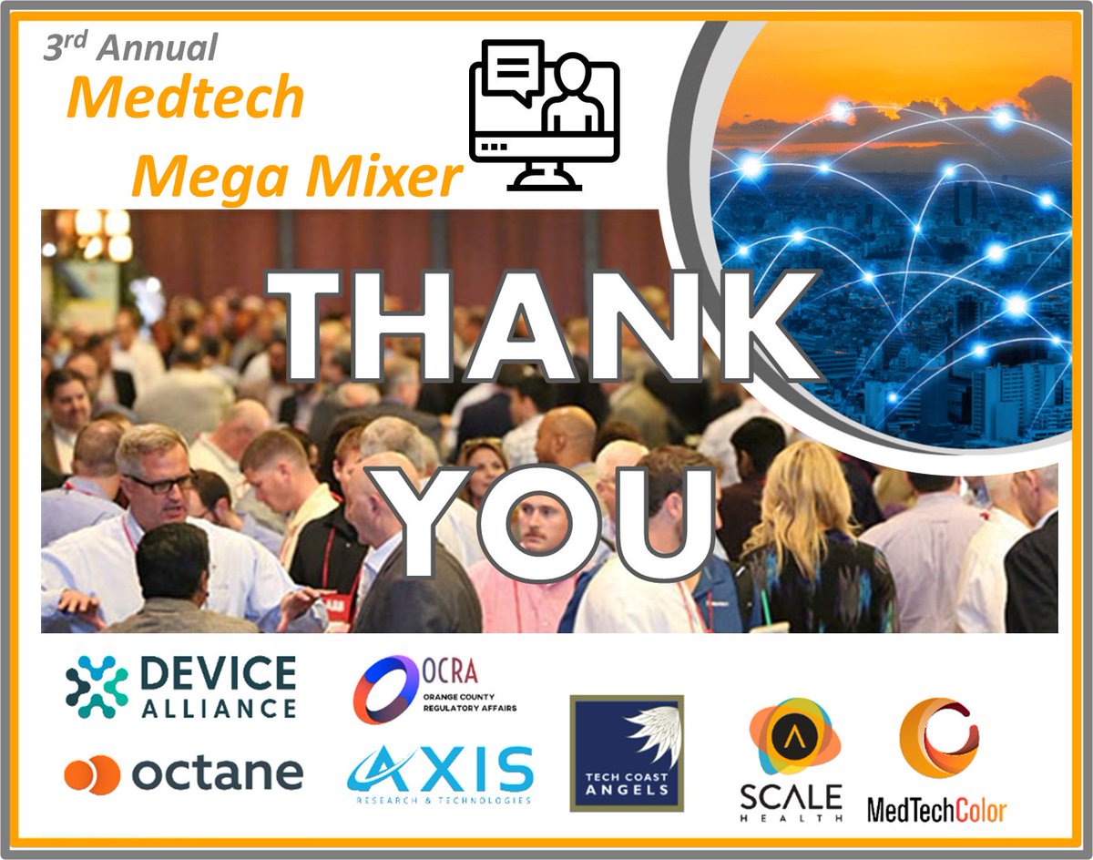 Thank you to all of the attendees and partnering companies who joined in yesterday to make the 3rd Annual Medtech Mega Mixer a huge success!  

#medicaldevice #networking #collaboration